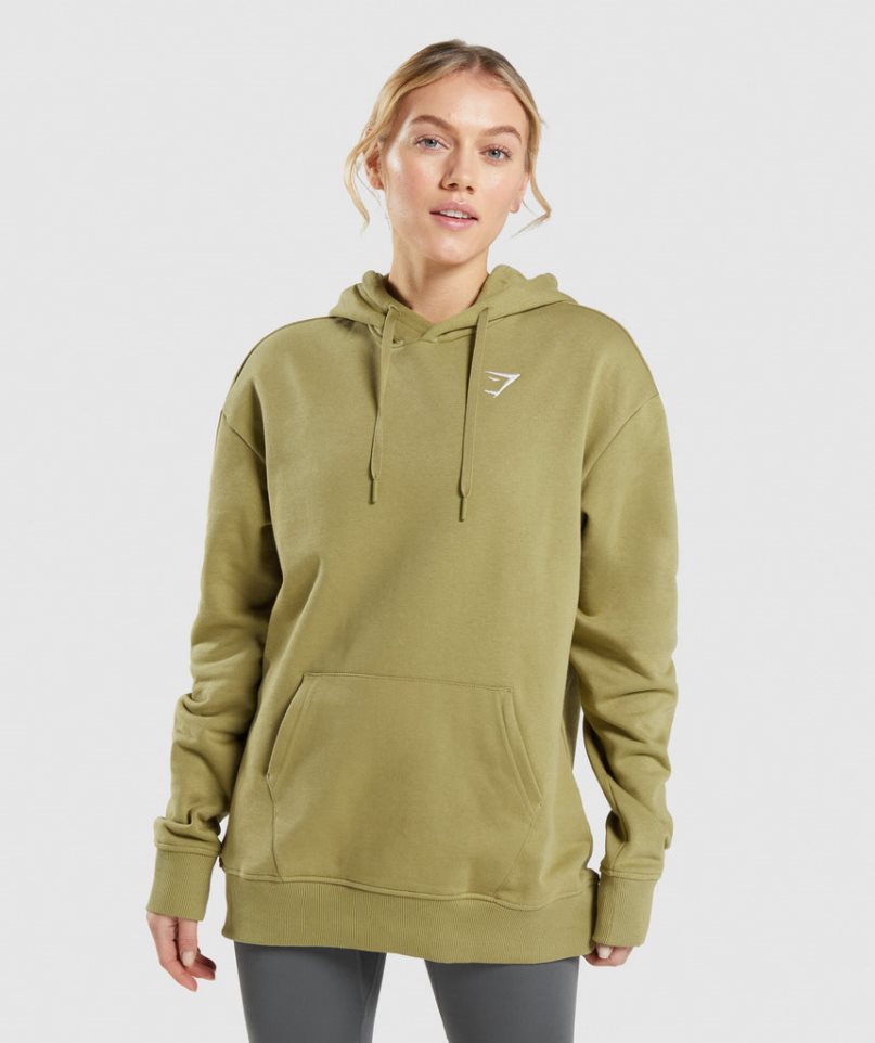 Women\'s Gymshark Training Oversized Hoodie Olive | NZ 5ZUQME